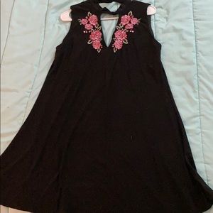 Black dress with floral design
